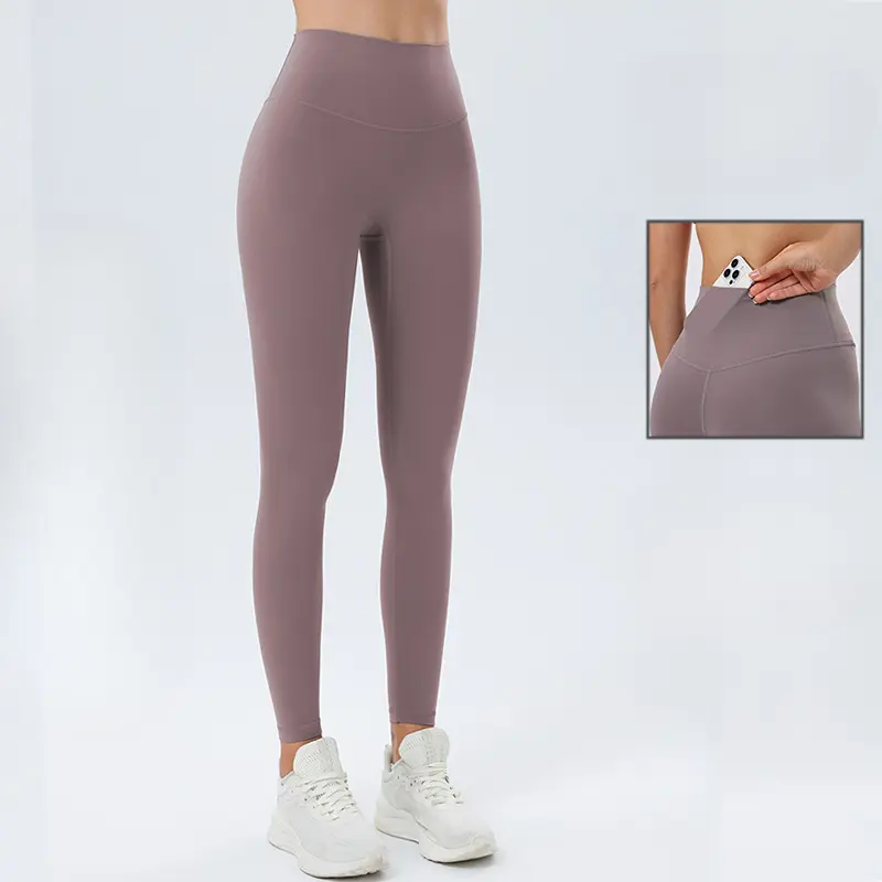 Quần Legging Tập Luyện Luyện Không Đường May, Dành Cho Nữ, SHQX, Cạp Cao, Có Túi Bên Hông, Bó Sát Và Nâng Mông, Không Có Ngón Chân Ngựa, Thích Hợp Để Chạy Bộ Và Mặc Hàng Ngày, Quần Tập Yoga