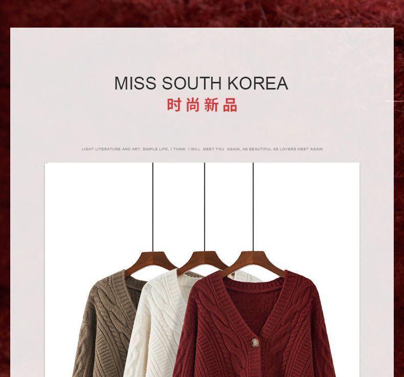 Product Introduction of Áo Len, Kiểu Dáng Rộng Rãi Và Lười Biếng, Thích Hợp Mặc Ngoài Trời, Áo Khoác Mùa Thu Và Mùa Đông, Thời Trang Mới Mùa Thu, Phong Cách Cổ Điển Xoắn Dệt Kim, Áo Khoác Cardigan Ngắn Nữ Top Women 2