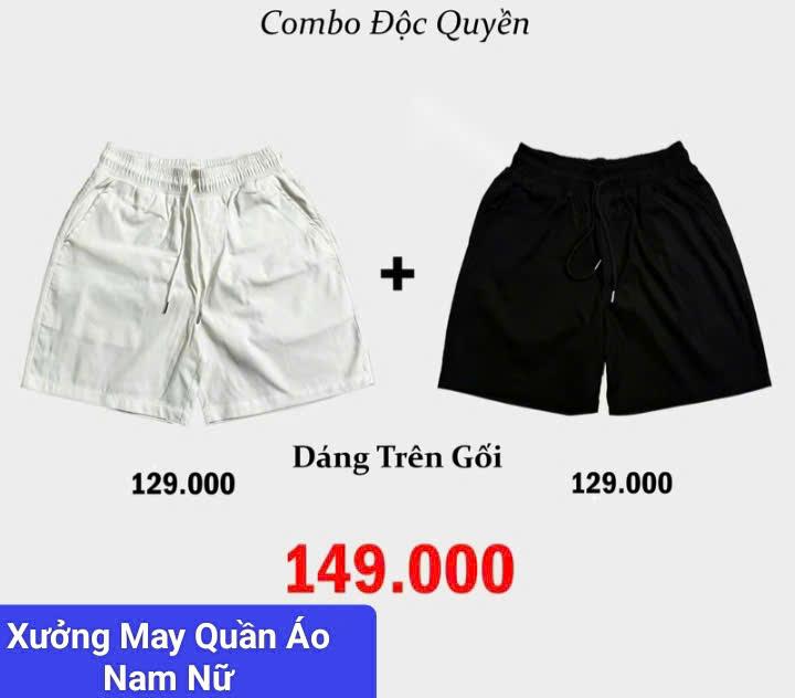 Comb 2 Quần Short Unisex Nam Nữ Chất vải Cotton Cao Cấp Phong Cách Thể Thao
