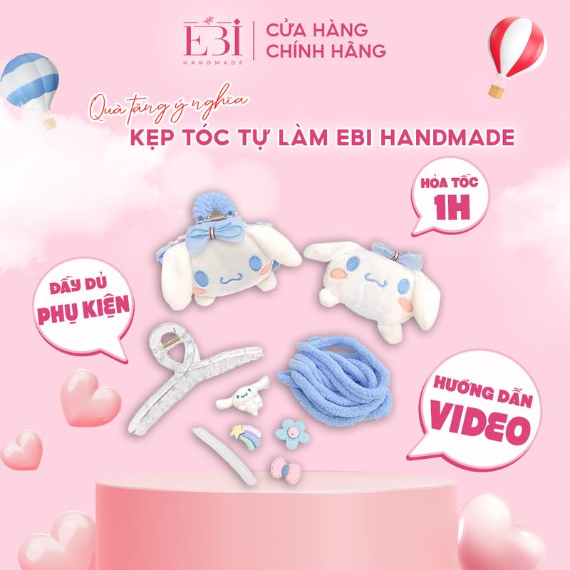  Kẹp tóc DIY tự làm EBI HANDMADE hình Cinnamaroll dễ thương bằng len nhung đũa làm quà tặng bạn gái ý nghĩa  - ES140 