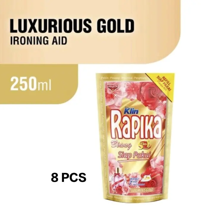 PAKET HEMAT 8PCS RAPIKA BIANG Pelicin dan Pewangi Pakaian KEMASAN REFILL 250ML Gold Pink Cairan Jamur