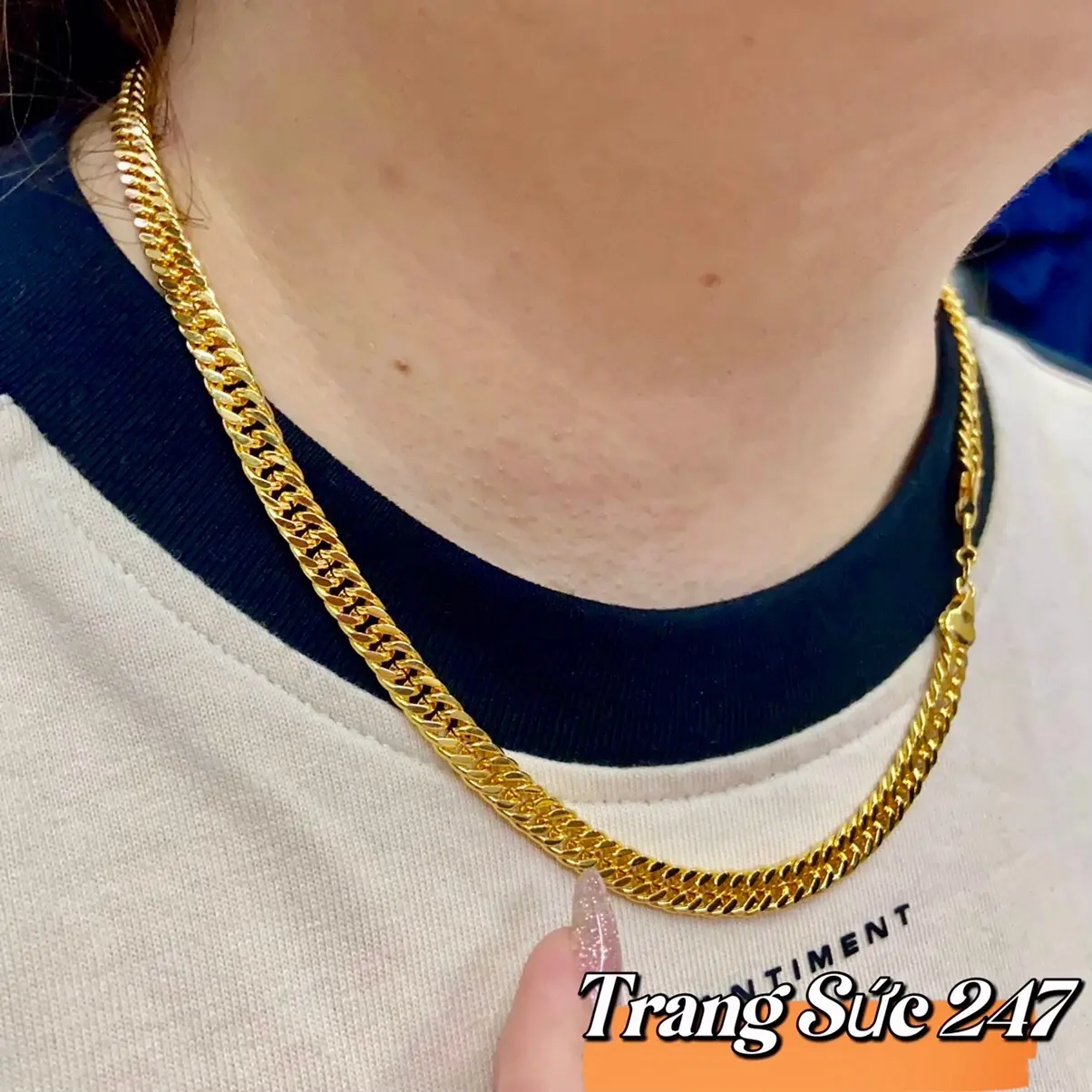 Dây Chuyền Khoen Lật 1 Lượng Màu 18-khoen lật đôi titan đời đời ko phai ko đen