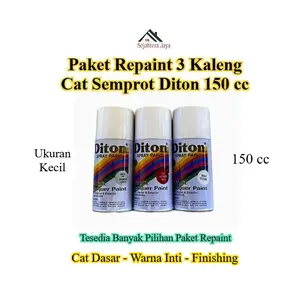 PAKET 3 Kaleng DITON 150cc Hemat Repaint Velg Motor | Cat Semprot Isi Primer Dasar + Warna + Clear | Pilok Diton Kecil Glossy Doff Gold Silver Black White Original