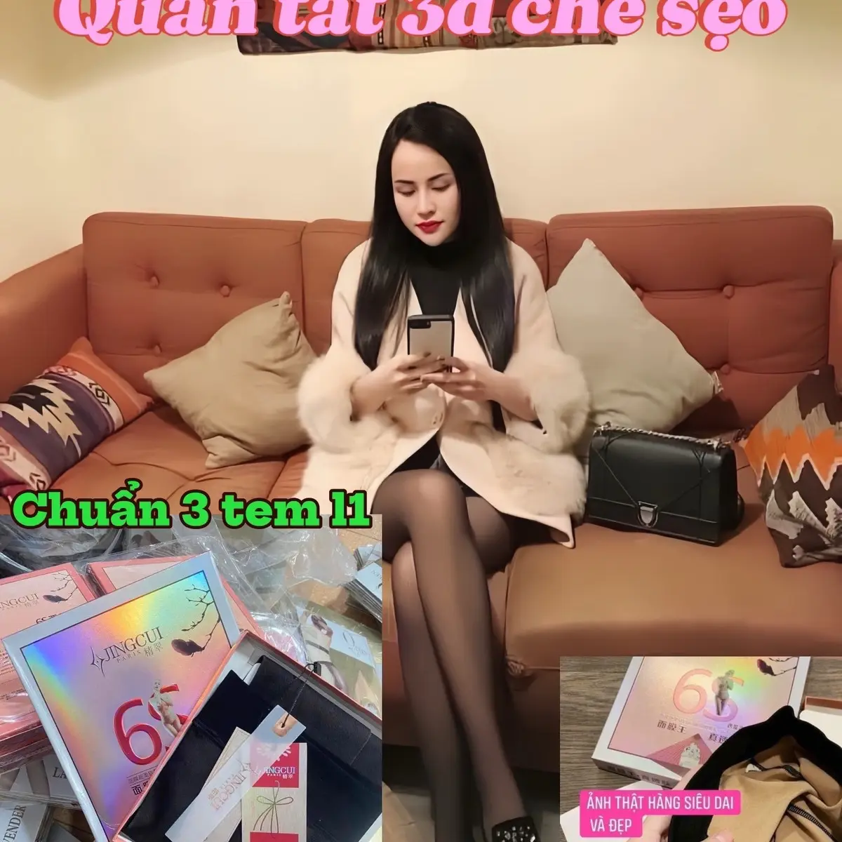 Quần tất Che Sẹo 3 D 6 S , che mọi khuyết điểm trên da, hàng chuẩn đủ 3 tem ( có thể giữ ấm hơn tàng hình)