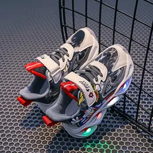 Sepatu Anak Sneakers LED Laki Laki Import Motif Ultramen