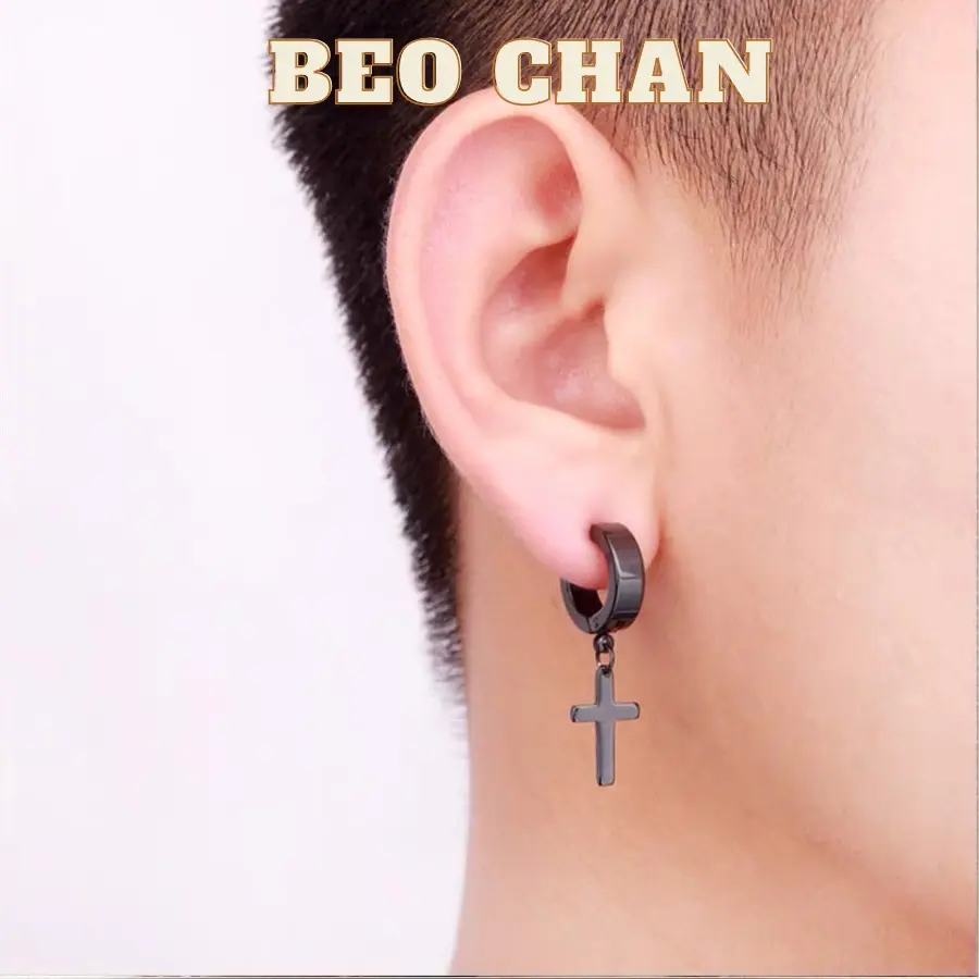 Khuyên Tai Nam Không Cần Bấm Lỗ GIÁ 1 CHIẾC, Khuyên Tai Bông tai Kẹp Nhiều Lựa Chọn Chữ thập, Ngôi sao, Thánh giá Beo Chan