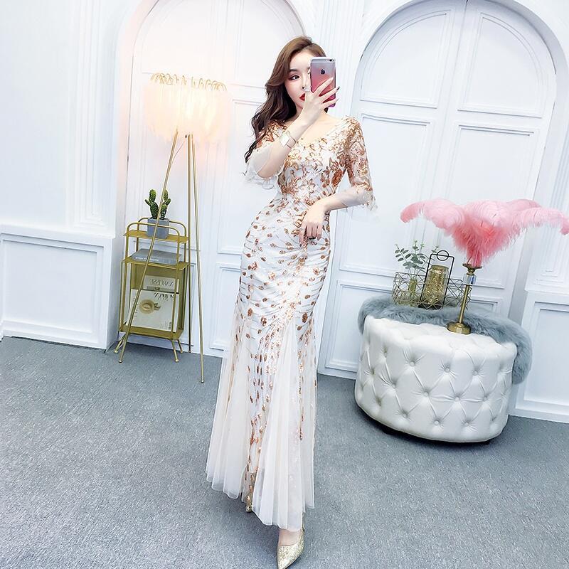 Đầm Ăn Tối Quây Đuôi Cá, Quý Phái, Thanh Lịch, Ôm Sát, Gợi Cảm, Dài Nữ Women Dress Voi Màu Đen Voan 4