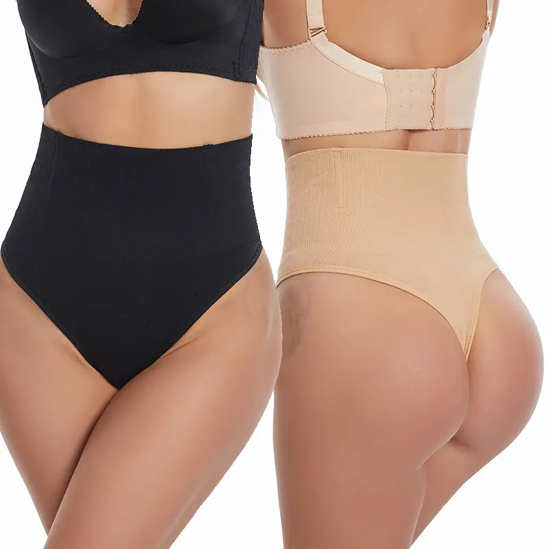 Thin Foreign Trade T-Back Women's Strong Body Shaping Pants plus Fishbone Steel Rib Corset Waist Mid-High Waist Body Shaping Underwear