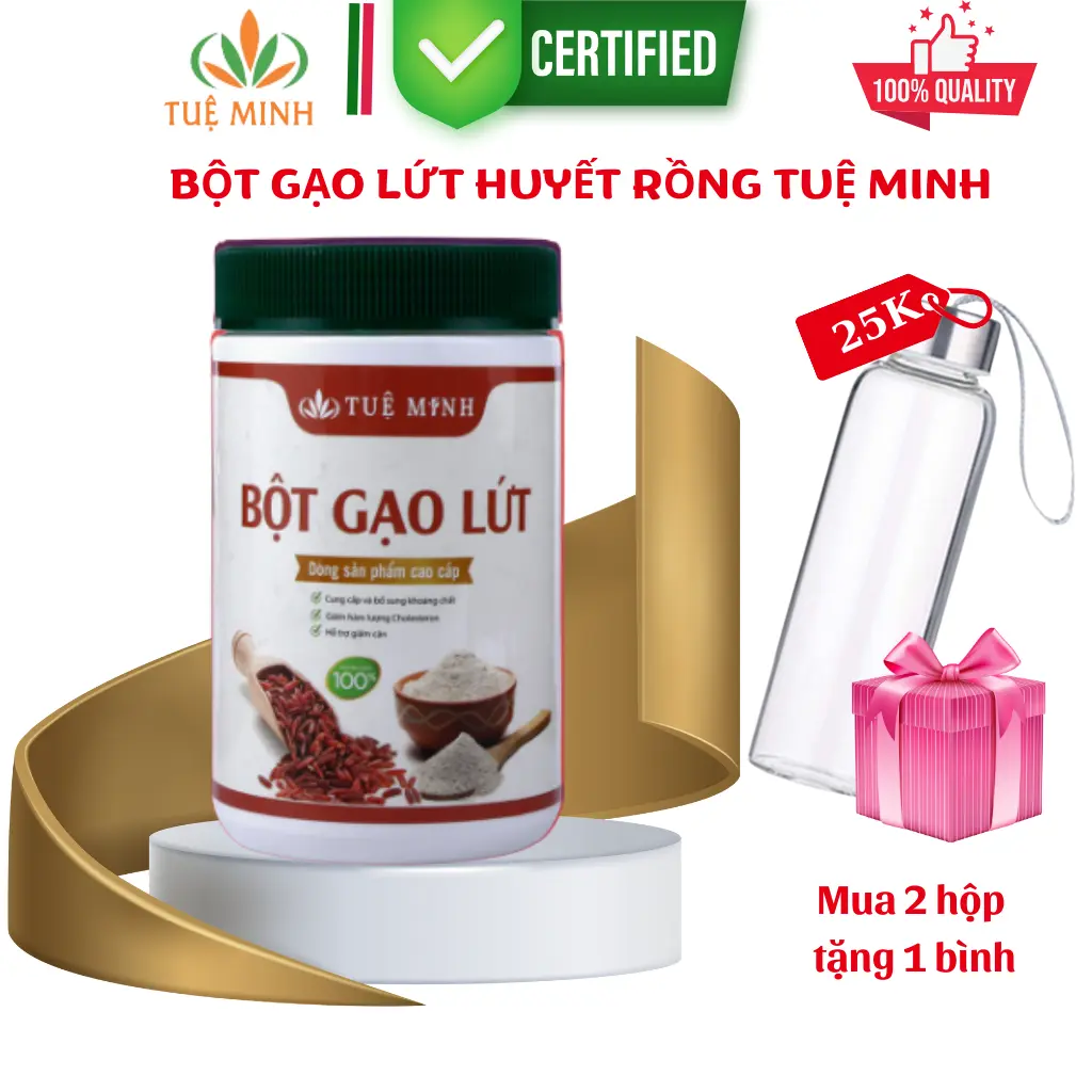 Bột Gạo Lứt Đỏ Nguyên Chất Tuệ Minh Cao Cấp - Bổ Trợ Sức Khỏe Tự Nhiên, Giữ Dáng, Ngăn Ngừa Ung Thư, Tốt Cho Tim Mạch, Tăng Cường Miễn Dịch