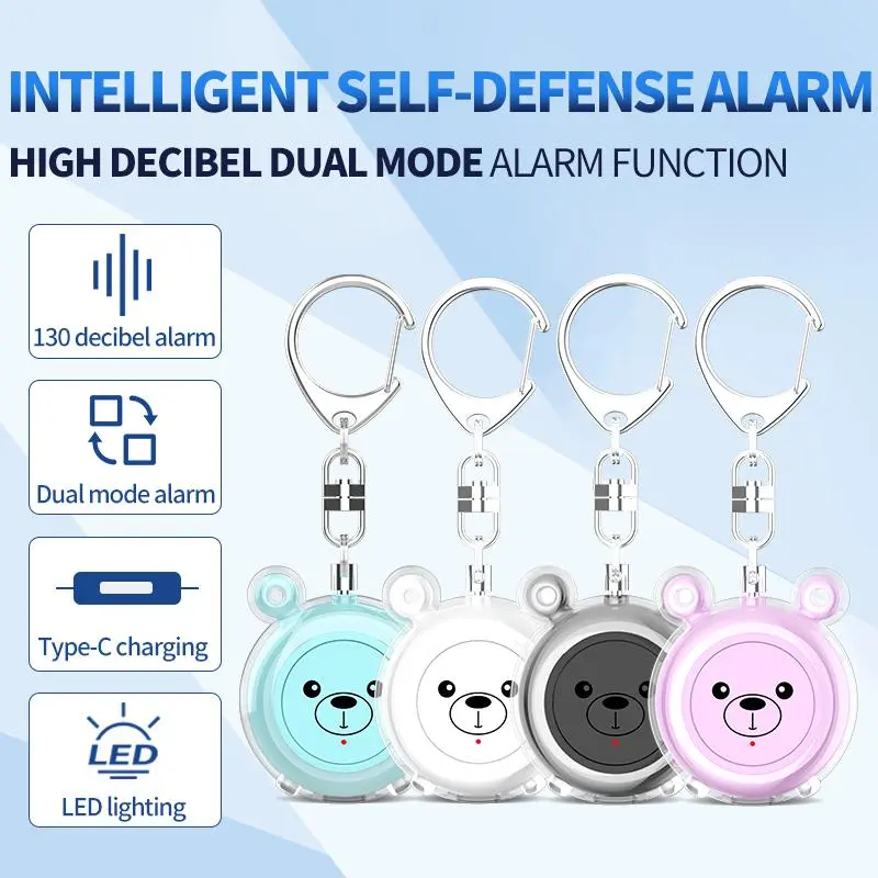 Cartoon Bear Design BT Security Alarm, Type-C Rechargeable Portable Security Alarm, Personal Security Alarm for The Elderly Women Safe 2