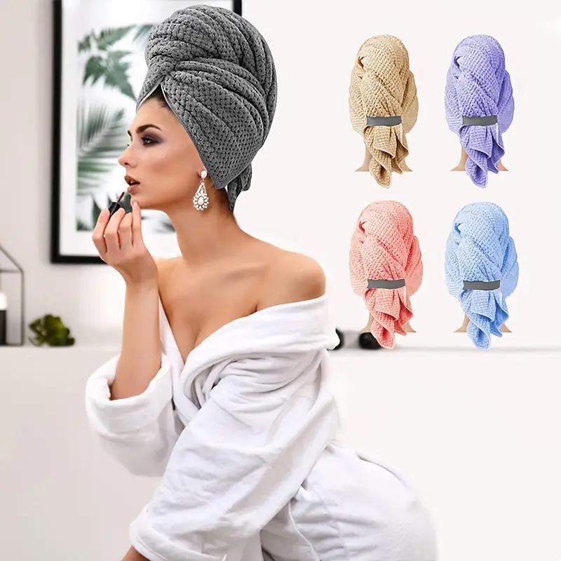 Large Hair Towel, 1 Count Soft & Skin Friendly Hair Drying Towel, Highly Absorbent Hair Towel for Bathroom, Bathroom Supplies 2