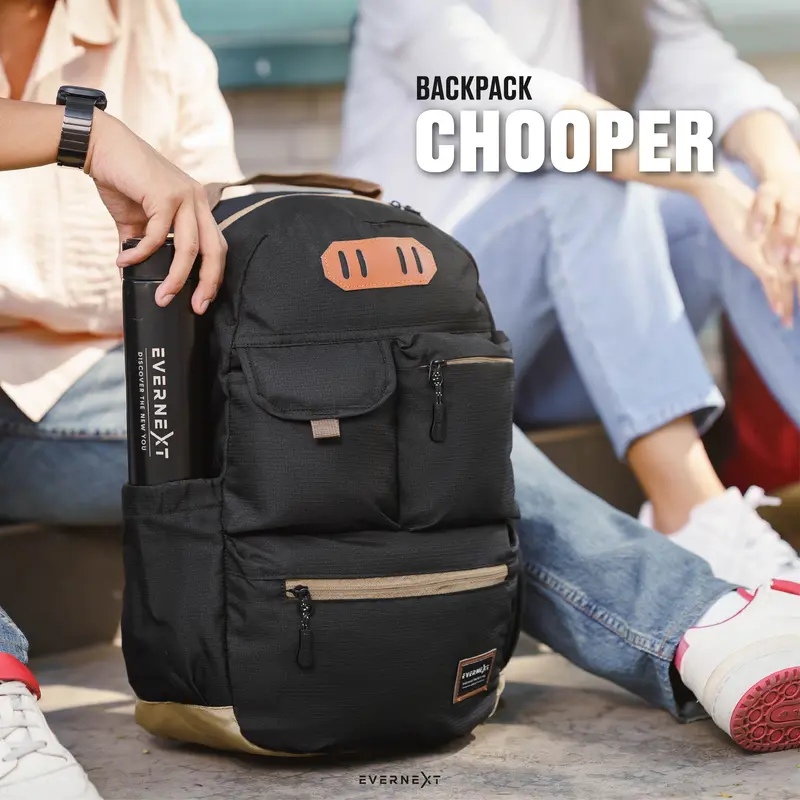 EVERNEXT Ransel Laptop Backpack Chooper Tas Punggung Pria Outdoor Sekolah Pria Kuliah Wanita 7