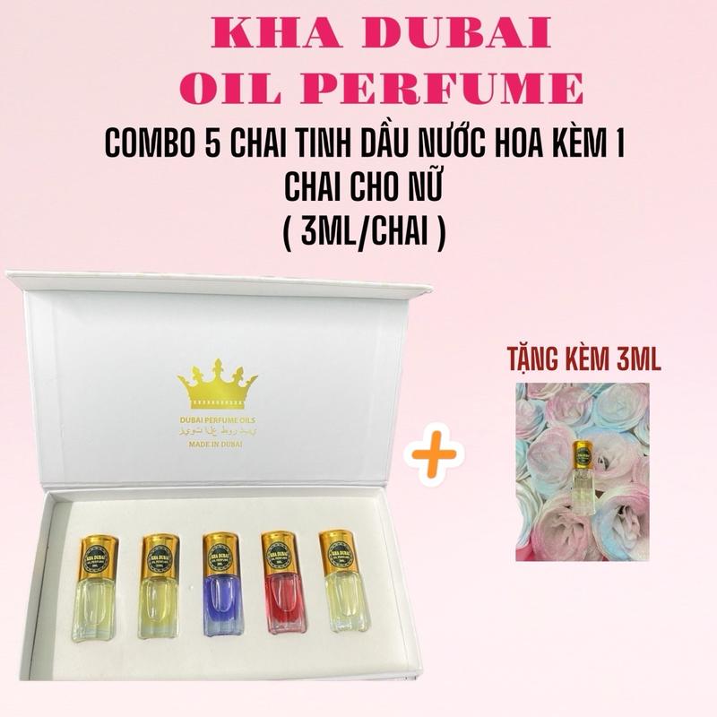 COMBO 5 CHAI (TẶNG KÈM 1 CHAI 3ML) tinh dầu nước hoa Kha Dubai oil perfume dùng thử dạng lăn dành cho Nữ