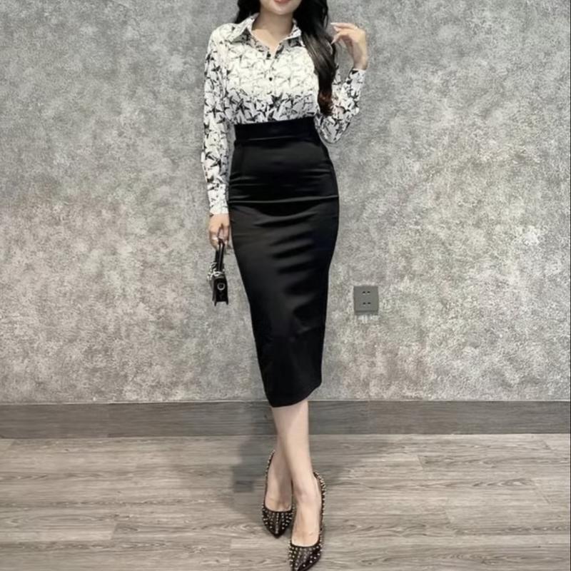 Chân váy bút chì dáng dài vải Umi Hàn cao cấp 70-75cm có xẻ sau - MS25