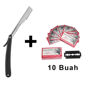 Paket Praktis Pisau Cukur Lipat + 10 Buah Silet | Alat Cukur Manual - PISAU CUKUR Kumis