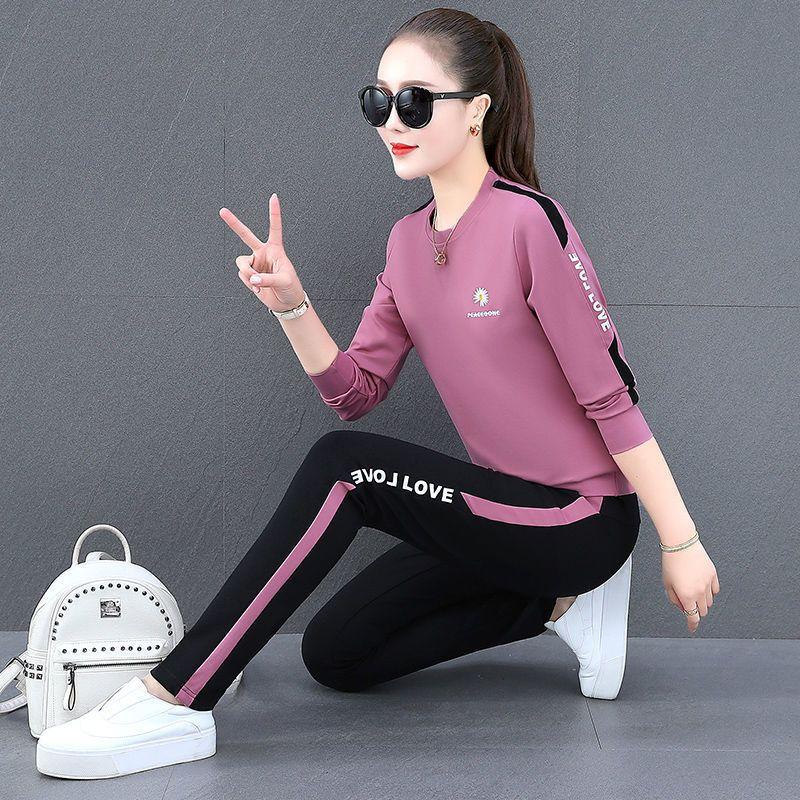 Áo Len Nữ, Bộ Đồ Thể Thao, Bộ Sưu Tập Xuân Thu 2023, Bộ Đồ Mới, Dáng Rộng Vừa Vặn, Dài Tay, Phong Cách Hàn Quốc, Trang Phục Thường Ngày Cổ Tròn, Mỏng Vừa Vặn, Bộ Đồ Hai Mảnh Chạy Bộ Sport 6