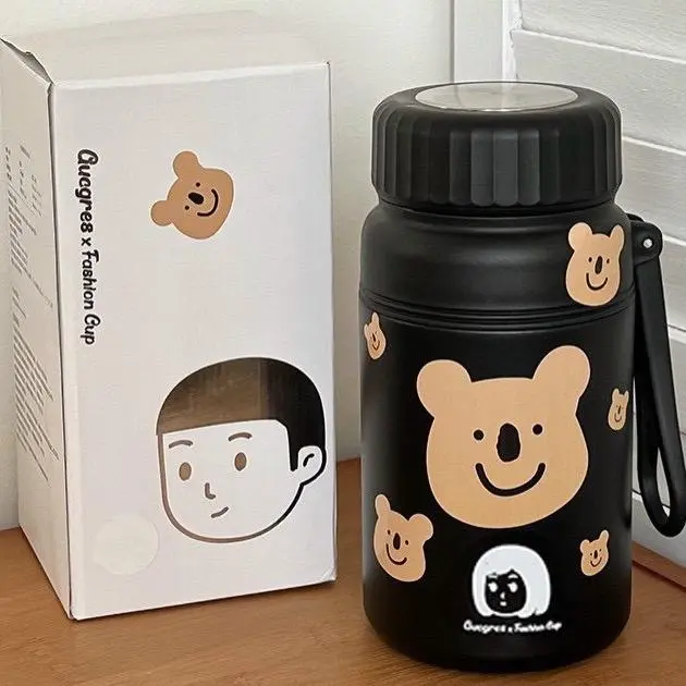 Bình giữ nhiệt 1000ml bằng thép không gỉ 316 kiểu cách đơn giản đáng yêu tặng kèm túi trong +cọ rửa bình cốc  giữ 4