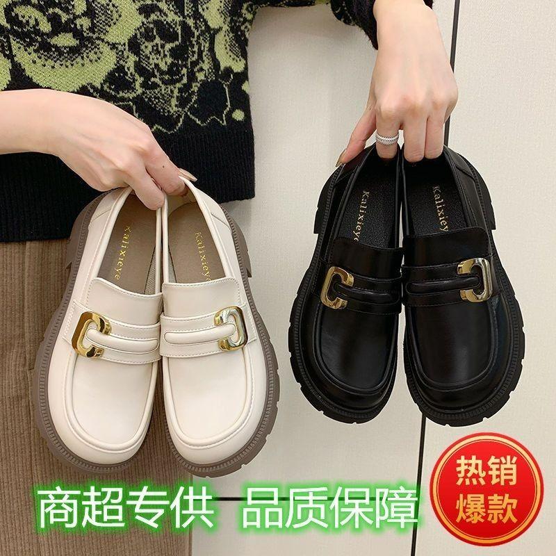 Product Introduction of Plover Authentic Leather Loafers Women's 2023 Spring and Autumn New Platform Thick Heel Pumps British Style Versatile Small Leather Shoes 18