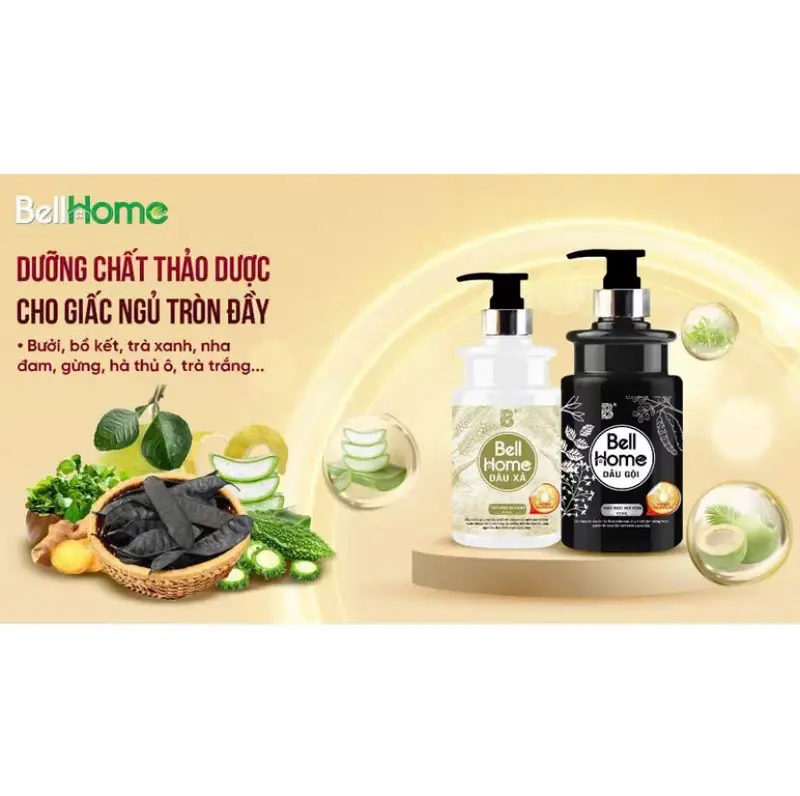 Dầu gội, dầu xả thảo dược ngủ ngon Bell Home 500G từ công nghệ sinh học Dưỡng Tóc Nam Nữ dầu  gội 6