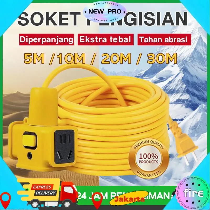 【COD,Kirim Sekarang】 Kabel Listrik Gulungan Roll Dengan Saklar 30/20/10/5/3 Meter Sambungan Listrik Kabel Roll Kontra Arde Kabel Ekstensi Extension Cord Mendukung Kendaraan Listrik, Kabel Sambungan Multi Fungsi /Colokan Kabel Listrik /,Steker Kabel 0