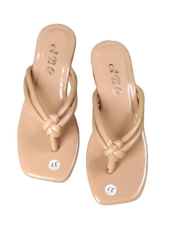 Dép gót nữ 3P xỏ ngón đan  Shoes DéP GiàY Không có Beige giay  got vuong dép  nữ quai phồng hm cao
