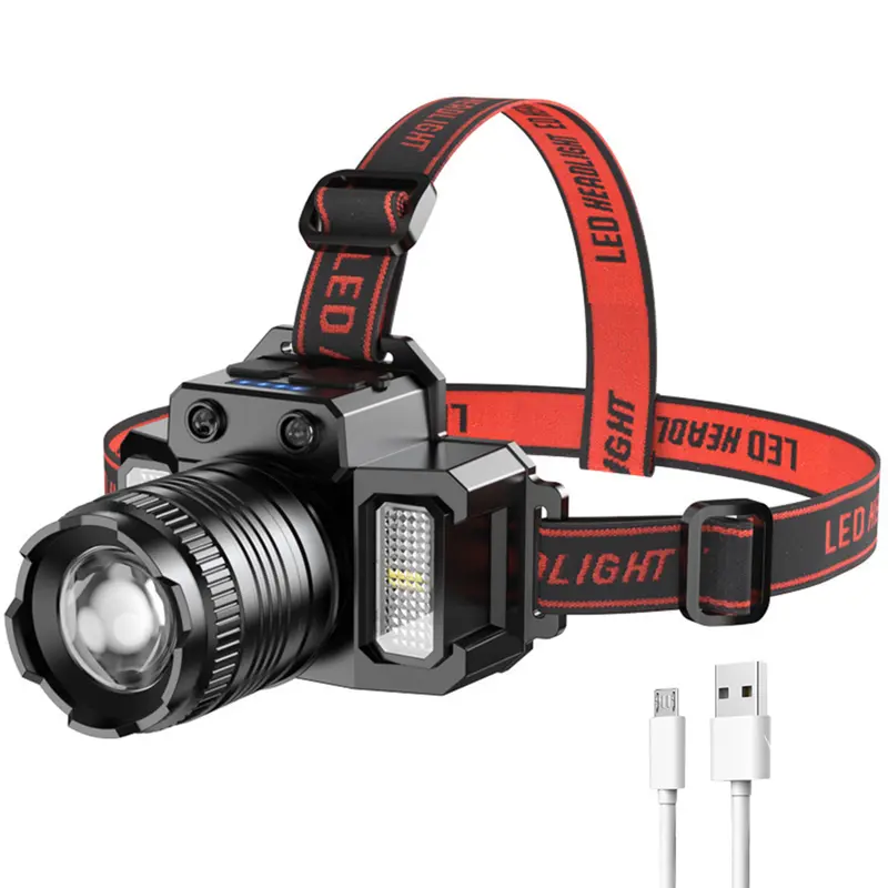 Senter Kepala LED Headlamp Zoom P50 5000 Lumens Sensor Gerak Anti Air 0