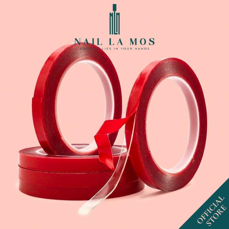 Băng dính tạo fan mi gắn thanh nail box - Cuộn băng keo đỏ dán bảng mẫu nail cuộn to 10mx1cm