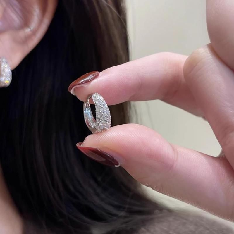 Bông Tai Vòng Thiết Kế Thanh Lịch Và Đơn Giản Dành Cho Phụ Nữ Làm Bằng Bạc S925 Với Zircon Và Kim Cương Đồng Vàng Bông Tai Kẹp Phụ Kiện Thời Trang