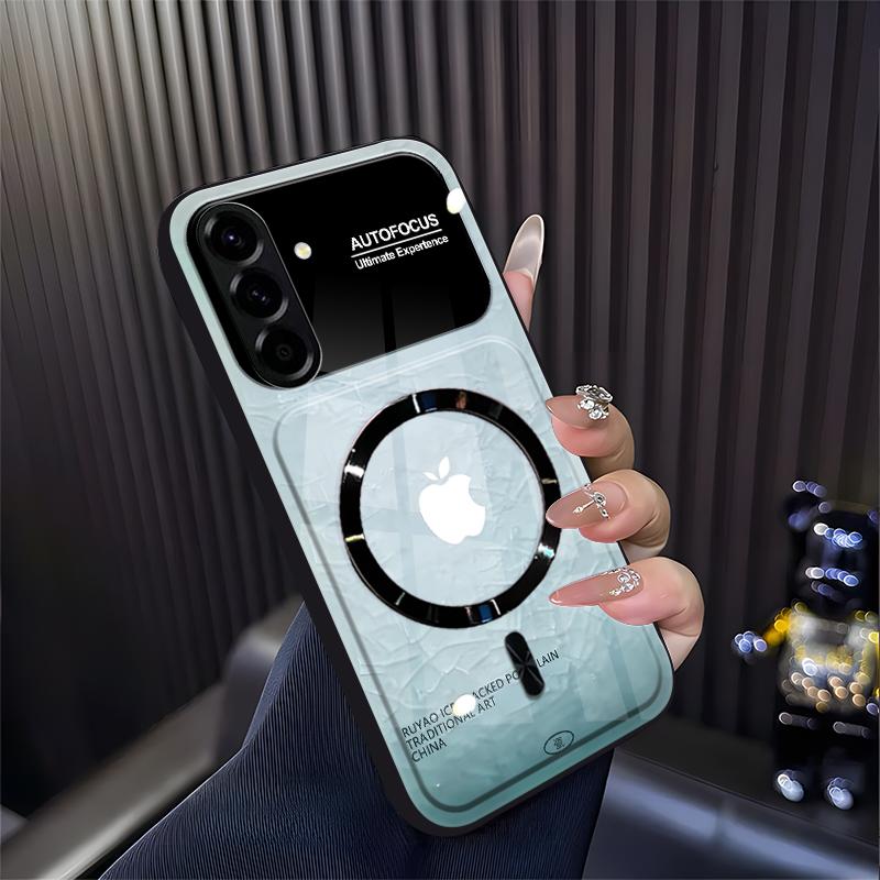 Cocok untuk casing ponsel  Galaxy A56 Casing ponsel anti jatuh dengan ikon gradien magnetik kaca baru-BLK