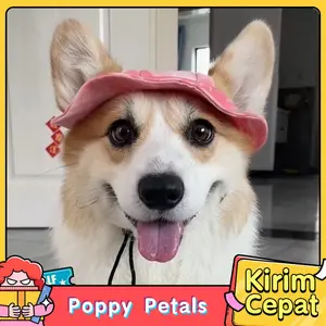 Topi Summer Hewan Peliharaan Anjing Kucing Motif Warna Pastel Bahan Katun Anti Sinar Matahari Cocok untuk Jalan Jalan & Pantai