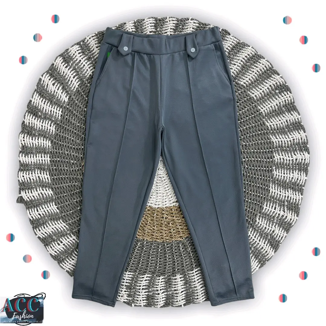 CELANA POLOS JUMBO BIG SIZE WANITA PINGGANG KANCING BENIK BAHAN SCUBA MELAR