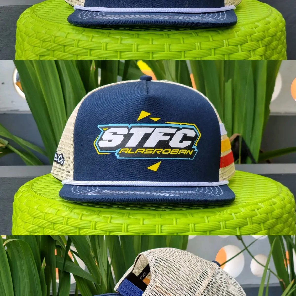 topi new STFC terbaru bordir free stiker Kuning Biru