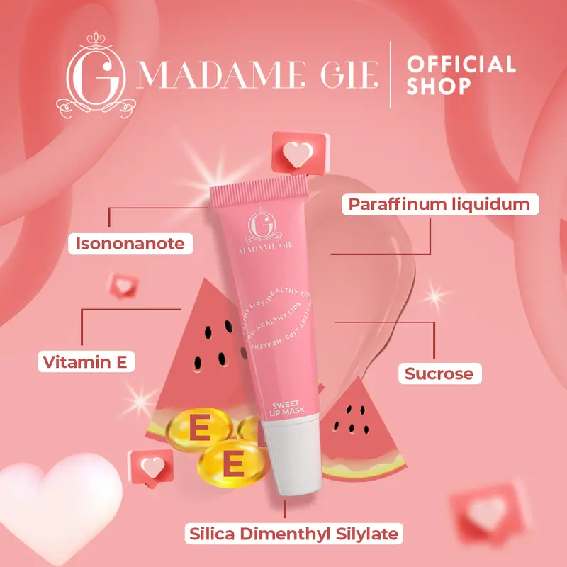 [BUNDLE 2 PCS] Madame Gie Sweet Lip Mask - Scrubing Bibir Gelap & Bibir Pecah-pecah Lipmask Kering Kusam Vitamin Perawatan Kusam Kering 6