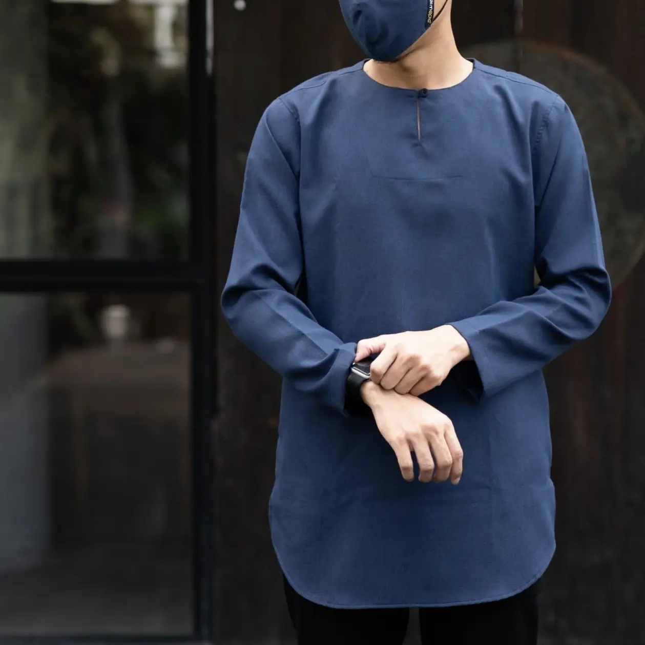 Koko kurta simpel tanpa kerah lengan panjang katun halus dan adem