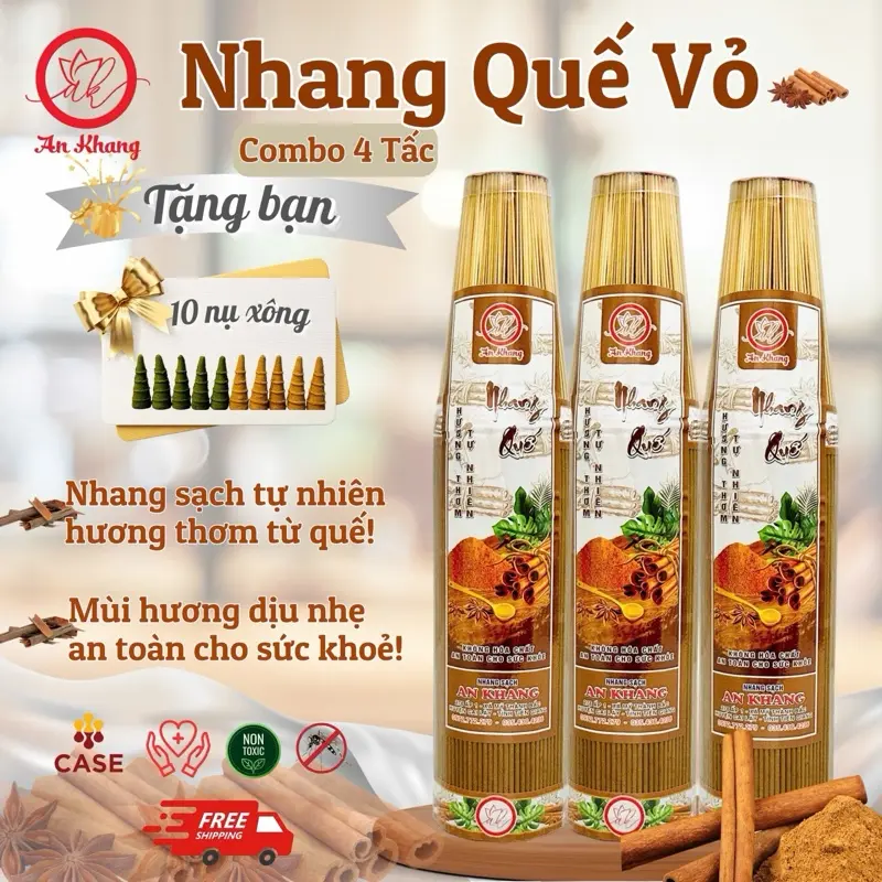 [ QUẾ VỎ ] ComBo 3 Kí Nhang Quế Vỏ 4 Tấc Gần 2000 Cây Thơm Dịu Nhẹ ( Thơm dịu nhẹ ) nhang  que