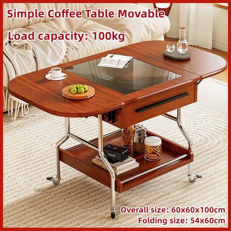 Folding Coffee Table, 2-Tier Extendable Coffee Table, Vintag - TikTok ...