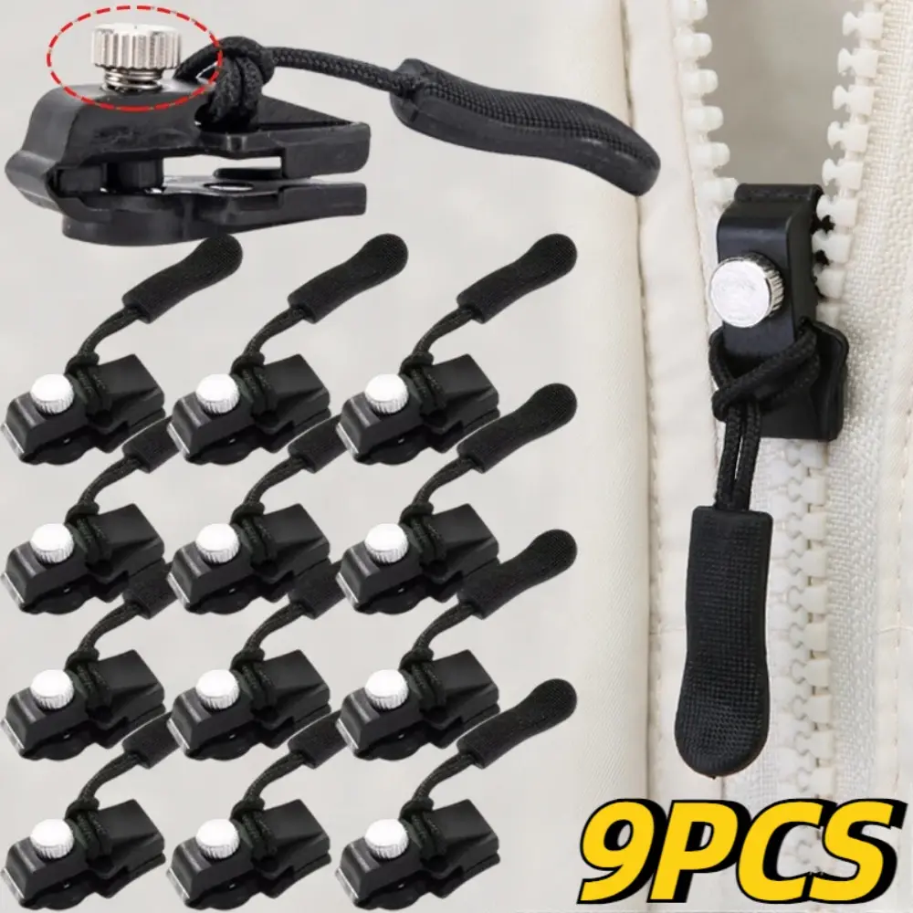9/3pcs Universal Zipper Repair Kit Quick Instant Detachable Zipper Head Replacement Zipper Slider Pull for Jacket Bags Coat Free Sewing