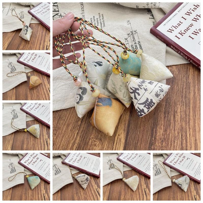 Product Introduction of Key Ring Cotton Embroidered Zongzi Pendant Linen Polyester Loong Boat Festival Gift Tang Dynasty Flower Hanfu Accessories Car Key 11