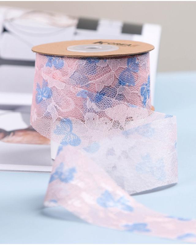 Product Introduction of 10 Yards Lace Embroidery Accessories Bow Webbing Flower Shop Packaging Floral Ribbon for DIY Cloth Wedding 12