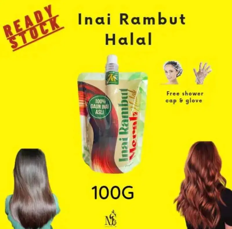 INAI RAMBUT DAUN ASLI Free gift shower cap & sarung tangan Hair ...