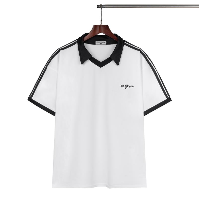 Product Introduction of Men Women polo shirt 1969studio hot trend polyester sleeve stripe casual loose unisex model-pl-02 14
