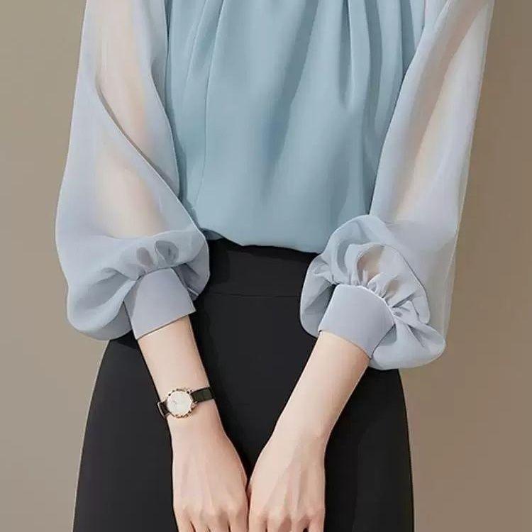 Áo Dài Tay Đẹp Phong Cách Pháp, Màu Trơn Dành Cho Nữ, Hàng Mới Về Mùa Thu 2024, Áo Sơ Mi Nhỏ Thanh Lịch, Áo Voan Phổ Biến, Thích Hợp Cho Phụ Nữ, 1 / 2 Cỡ 9