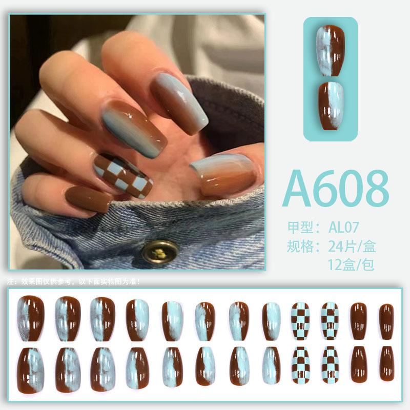 Product Introduction of Summer Autumn Gentle Simple Pure Desire Style Wearable Nail Tips Printed Solid Color French Style Detachable Fake Nails 9