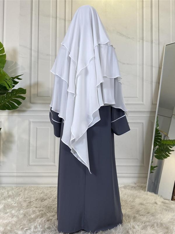 Summer Women's Solid Tiered Layer Khimar, New Fashion Long Khimar for Daily Wear, Casual Trendy Soft Comfortable Khimar Instant Hijabs for Women, Arabic Clothing Instant Hijab Accessories, Modest Muslim Clothing 6