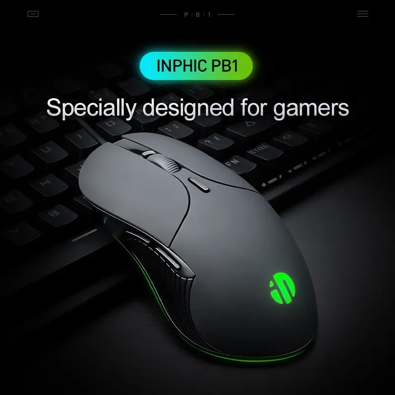 Chuột chơi game có dây, RGB, inphic, pb1p, Chuột DPI 3200, 6 nút, Có Thể Macroagain, Chuột Quang