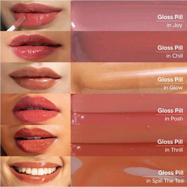 Rose All Day Lip Gloss Chill Joy Glow Spill the Tea Posh Thrill Pill Melembabkan Glow Lips Finish 1