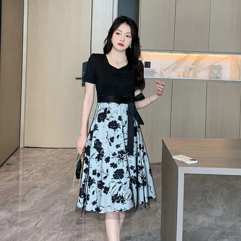 969 midi dress terbaru 2025 dress hitam bunga lengan pendek dress junboo  natal wanita kekinian korea style elegan import - Shop | Tokopedia