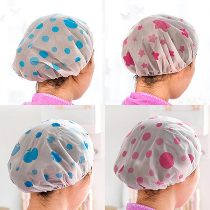 Product Introduction of 3pcs Waterproof Shower Caps Reusable Bath Hat Good-looking Women Hair Cap Spa Hair Salon Shower Cap Bathroom Accessories 2
