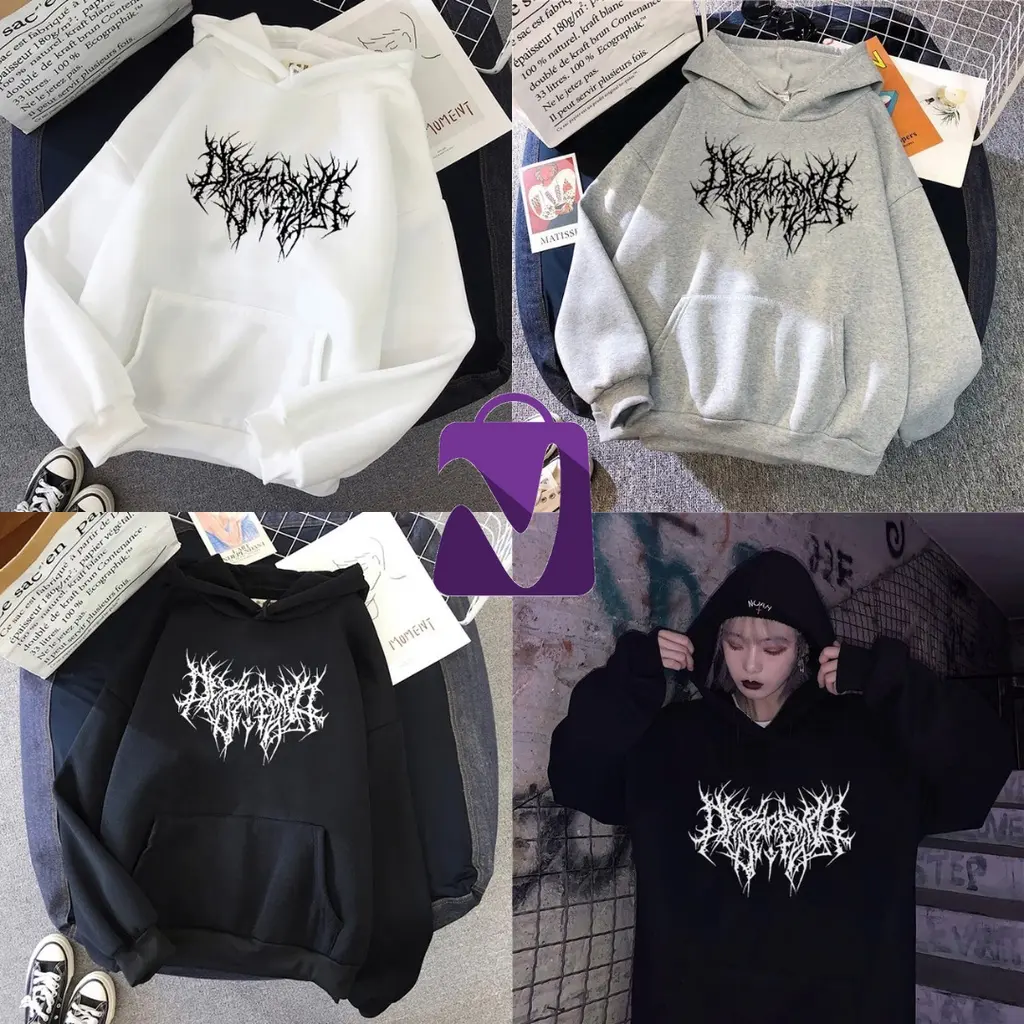 HARAJUKU GOTHIC KOREA HOODIE SWEATER BAHAN FLEECE