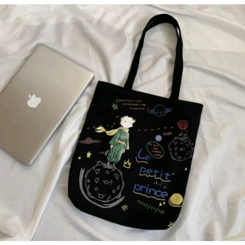 Totebag Wanita Termurah Motif Starry Sky dengan Resleting Kanvas Kpop 3